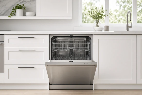 Dishwasher repair in Cape Coral, FL — technician servicing a dishwasher